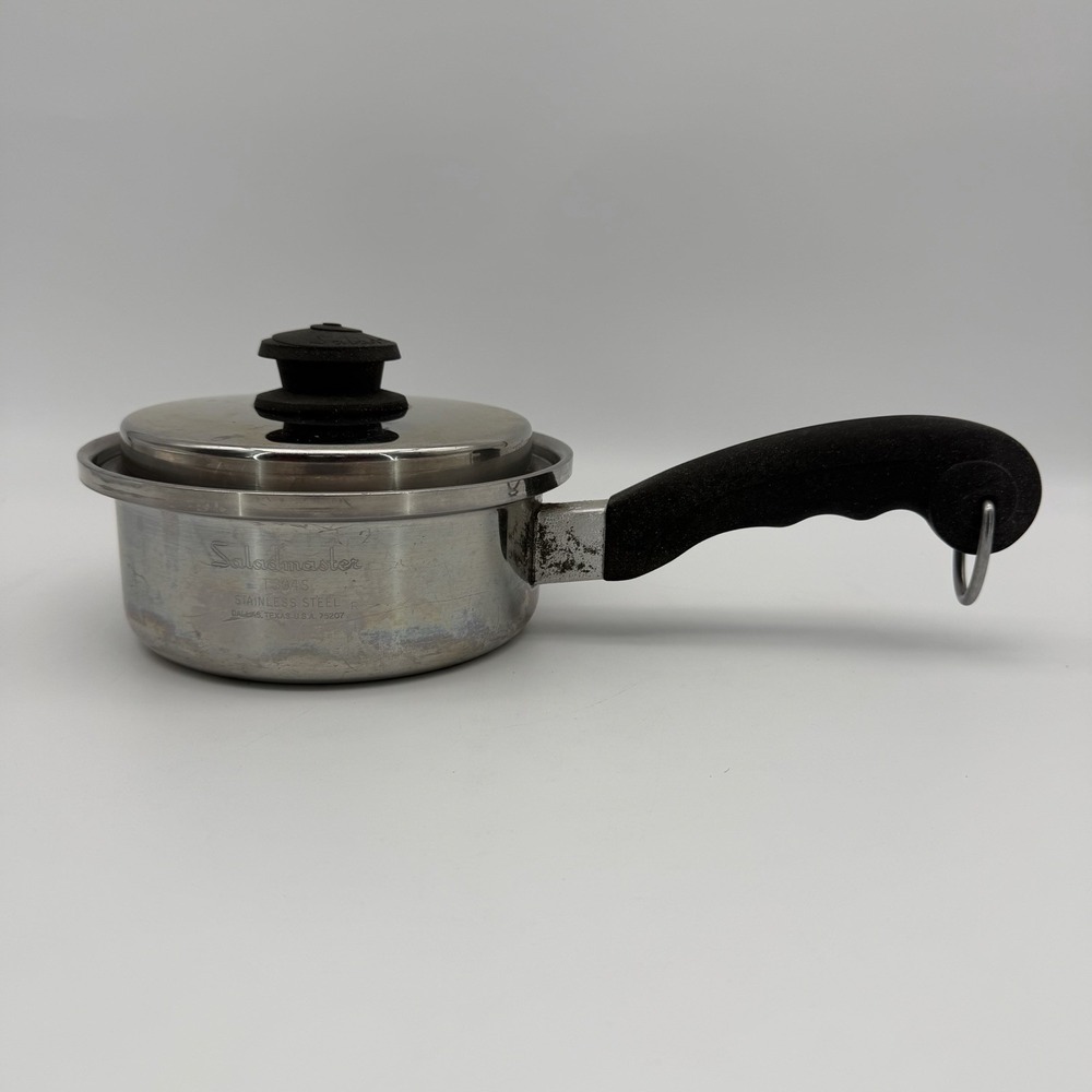 Vintage Saladmaster T304S Stainless Steel Sauce Pan Pot 1 Qt w/ Vapor Vent Lid